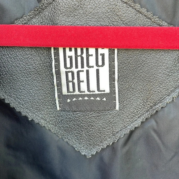 Greg Bell Leather Trench Coat Long Sleeve Collared Button Midi Black Size S - Picture 12 of 16